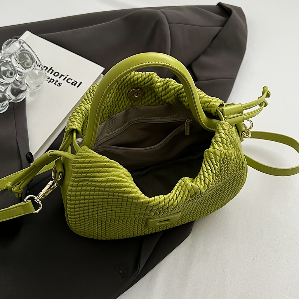 Solid Color Drawstring Tote Bag Women Elegant Daily Travel Handbag