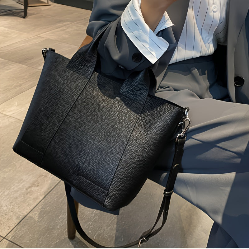 Women's Top Layer Cowhide Leather Tote Bag, Genuine Leather Multi-Use Handbag, Large Capacity Shoulder Crossbody Bag, High-End Fashion