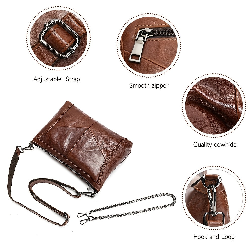 Genuine Cowhide Leather Women Shoulder Crossbody Bag Large Capacity Daily Handbag