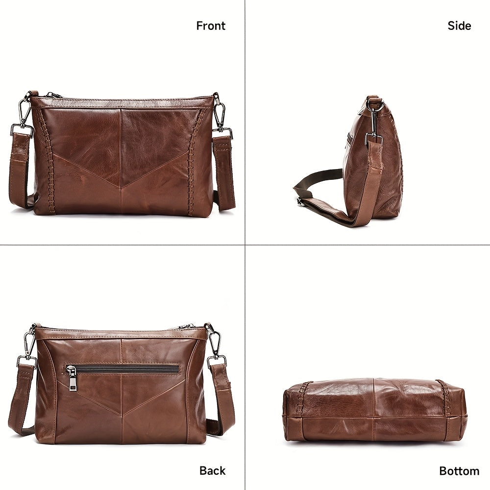 Genuine Cowhide Leather Women Shoulder Crossbody Bag Large Capacity Daily Handbag
