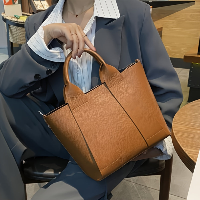 Women's Top Layer Cowhide Leather Tote Bag, Genuine Leather Multi-Use Handbag, Large Capacity Shoulder Crossbody Bag, High-End Fashion
