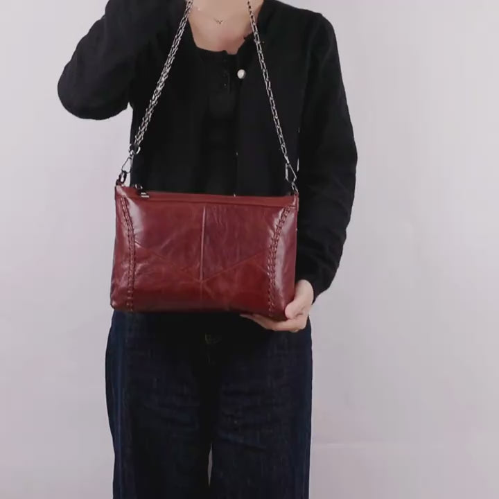 Genuine Cowhide Leather Women Shoulder Crossbody Bag Large Capacity Daily Handbag